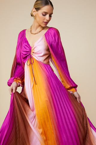 Pleated orange and pink dress