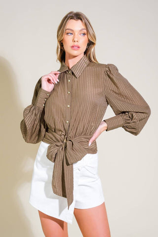 Brown Textured Woven Top