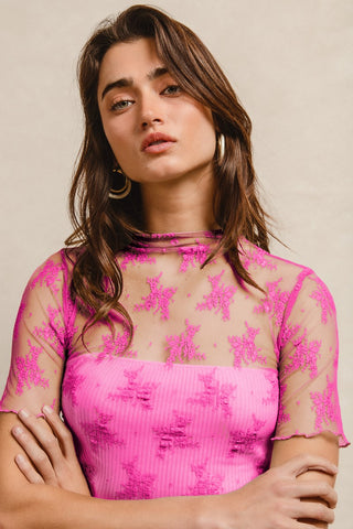 Short sleeve lace top