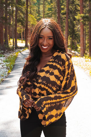 Brown Yellow Print Bodysuit