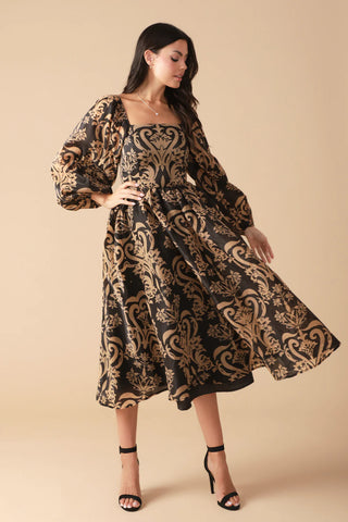 Square Neckline printed dress