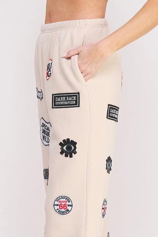 Black & Beige Patched Sweats