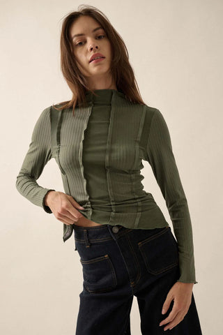 Ribbed Mock Neck