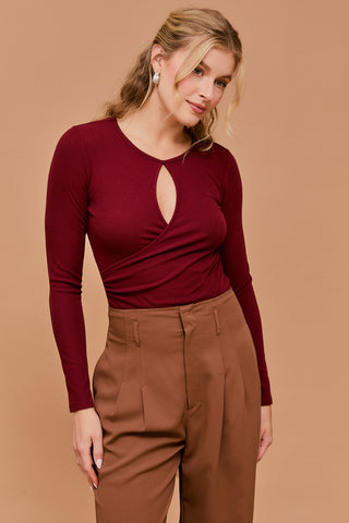 Burgundy Wrap Bodysuit