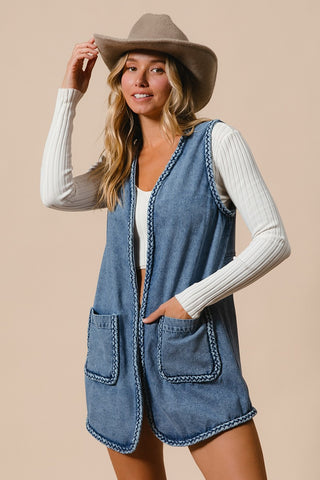 Denim Braided  Vest