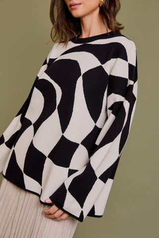 Abstract Checkered Oversized Sweater