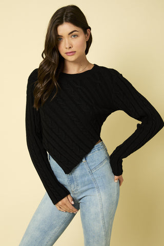 Long Sleeve Cable Sweater Top